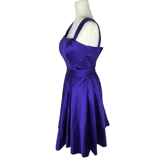 Light in the box formal cocktail satin blue dress size 2-4 US flare - Picture 5 of 14